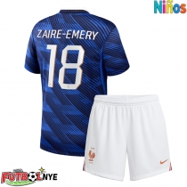 Camiseta Francia Warren Zaire-Emery #18 Primera Equipación para niños Mundial 2026 manga corta (+ pantalones cortos)
